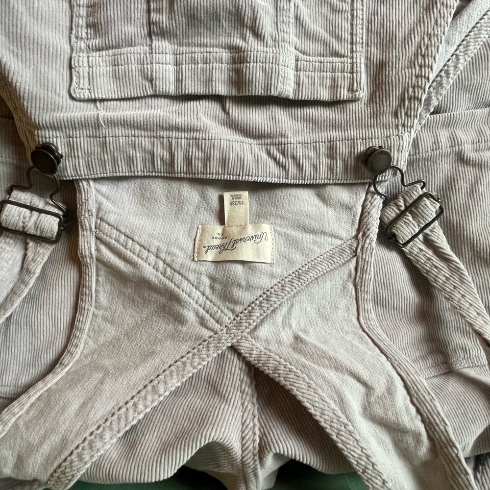 Women's Light grey corduroy Overalls - Classic Casual - Picture 2 of 5